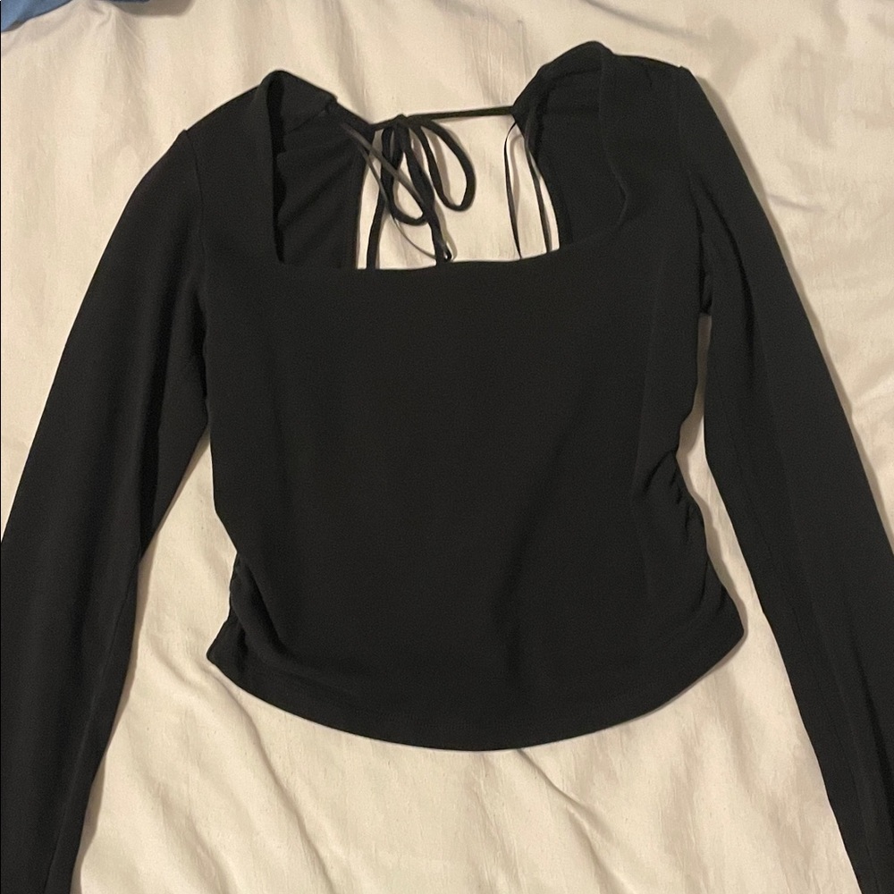 Garage Open Back Black Long Sleeve Going Out Too